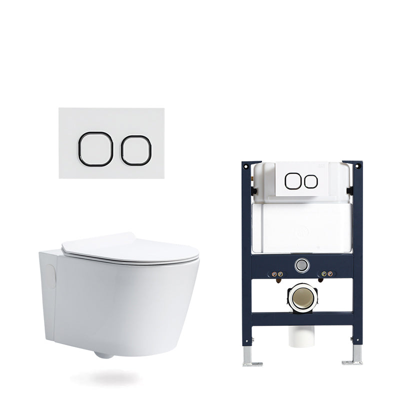 Modern White Flush Toilet Wall Mount Urine Toilet with Seat for Bathroom 14"L x 22"W x 14"H Toilet with Low Tanker Clearhalo 'Bathroom Remodel & Bathroom Fixtures' 'Home Improvement' 'home_improvement' 'home_improvement_toilets' 'Toilets & Bidets' 'Toilets' 7254513