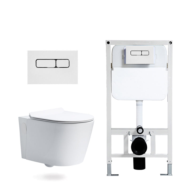 Modern White Flush Toilet Wall Mount Urine Toilet with Seat for Bathroom 14"L x 22"W x 14"H Toilet & Thin Tanker Clearhalo 'Bathroom Remodel & Bathroom Fixtures' 'Home Improvement' 'home_improvement' 'home_improvement_toilets' 'Toilets & Bidets' 'Toilets' 7254516