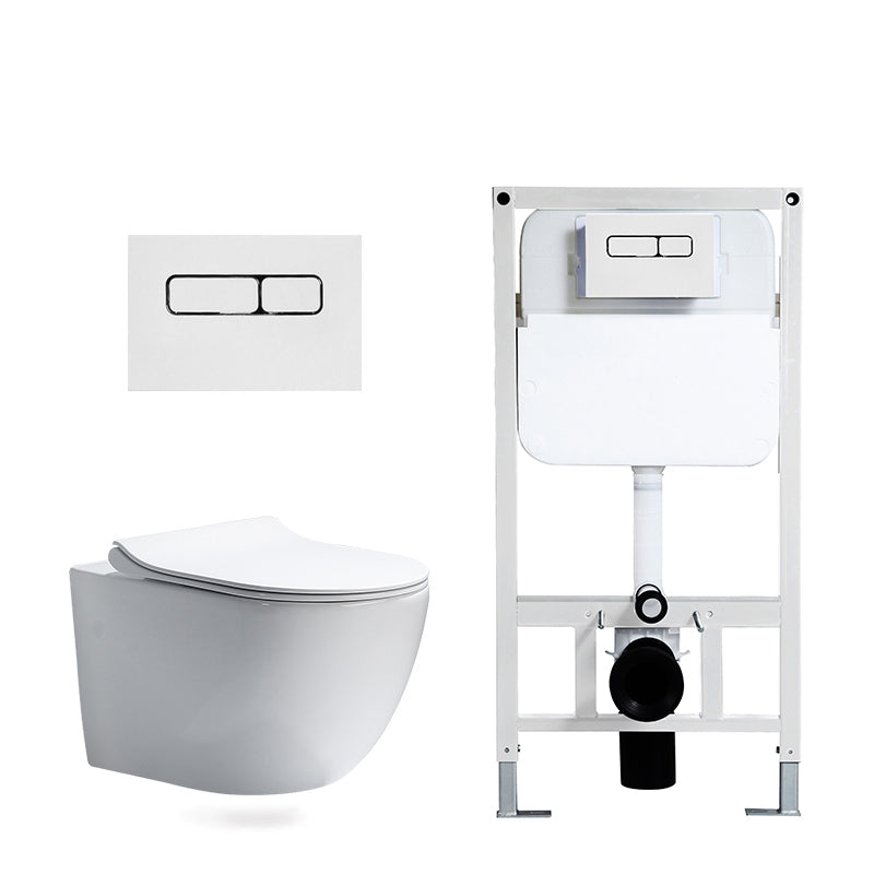 Modern White Flush Toilet Wall Mount Urine Toilet with Seat for Bathroom 14"L x 21"W x 14"H Toilet & Thin Tanker Clearhalo 'Bathroom Remodel & Bathroom Fixtures' 'Home Improvement' 'home_improvement' 'home_improvement_toilets' 'Toilets & Bidets' 'Toilets' 7254527