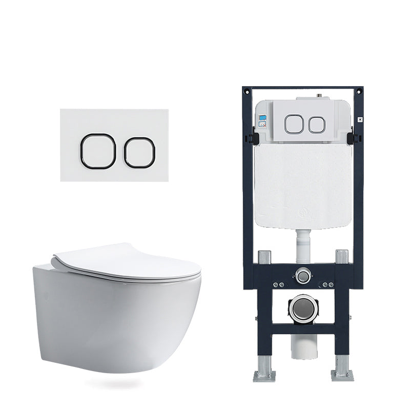 Modern White Flush Toilet Wall Mount Urine Toilet with Seat for Bathroom 14"L x 21"W x 14"H Toilet with Freestanding Tanker Clearhalo 'Bathroom Remodel & Bathroom Fixtures' 'Home Improvement' 'home_improvement' 'home_improvement_toilets' 'Toilets & Bidets' 'Toilets' 7254528