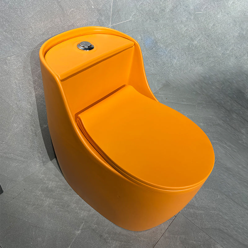 Contemporary Siphon Jet Toilet Floor Mount Urine Toilet for Washroom Orange Toilet with Sprayer Clearhalo 'Bathroom Remodel & Bathroom Fixtures' 'Home Improvement' 'home_improvement' 'home_improvement_toilets' 'Toilets & Bidets' 'Toilets' 7254586