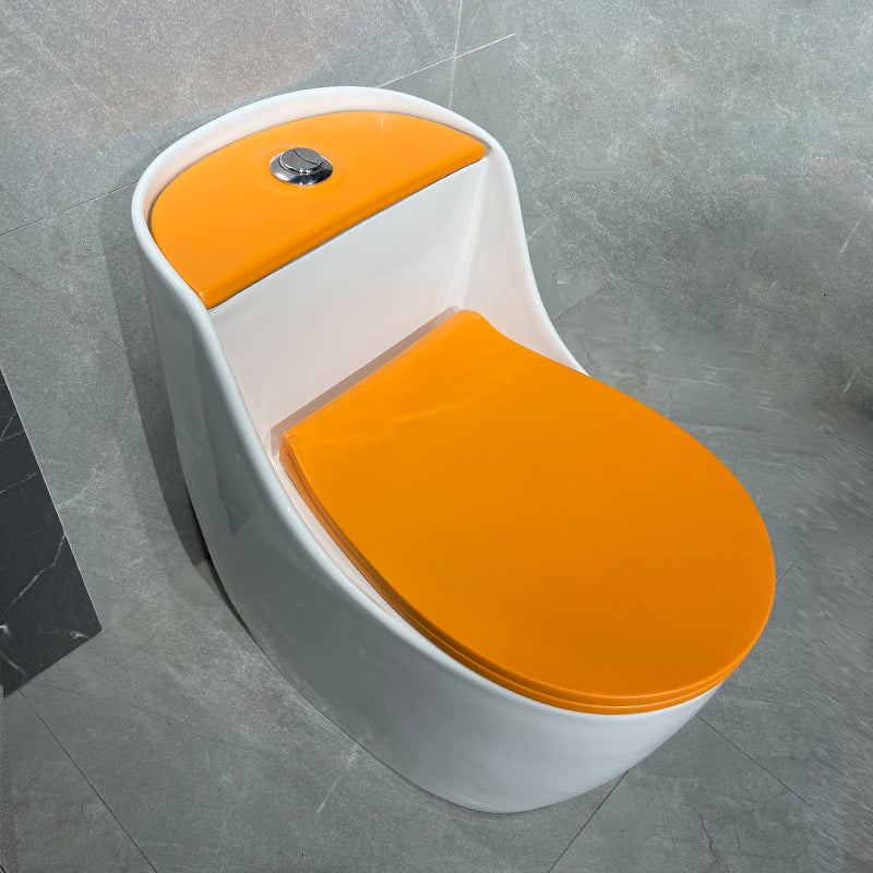 Contemporary Siphon Jet Toilet Floor Mount Urine Toilet for Washroom White/ Orange Toilet with Sprayer Clearhalo 'Bathroom Remodel & Bathroom Fixtures' 'Home Improvement' 'home_improvement' 'home_improvement_toilets' 'Toilets & Bidets' 'Toilets' 7254590
