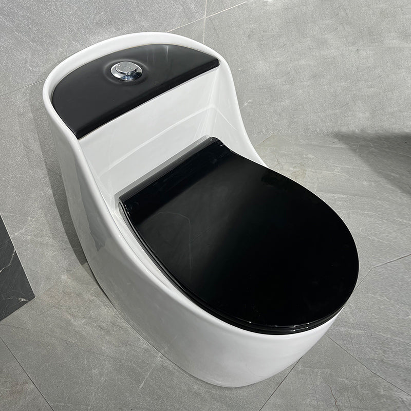 Contemporary Siphon Jet Toilet Floor Mount Urine Toilet for Washroom White Black Toilet with Sprayer Clearhalo 'Bathroom Remodel & Bathroom Fixtures' 'Home Improvement' 'home_improvement' 'home_improvement_toilets' 'Toilets & Bidets' 'Toilets' 7254592