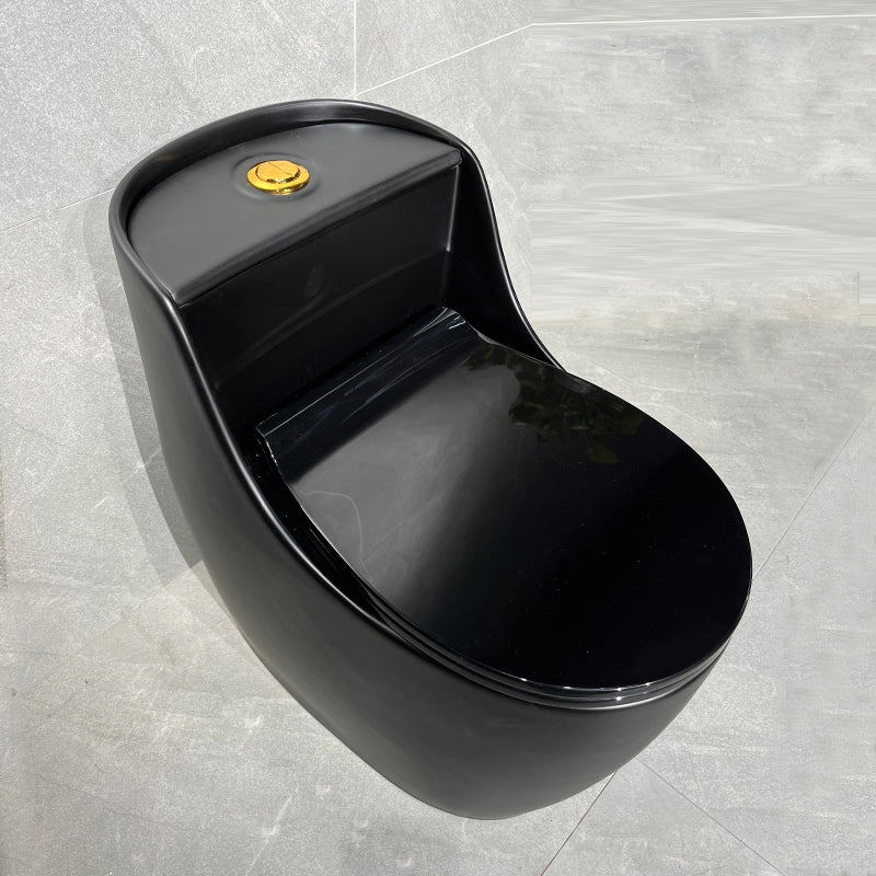 Contemporary Siphon Jet Toilet Floor Mount Urine Toilet for Washroom Black Toilet with Sprayer Clearhalo 'Bathroom Remodel & Bathroom Fixtures' 'Home Improvement' 'home_improvement' 'home_improvement_toilets' 'Toilets & Bidets' 'Toilets' 7254593