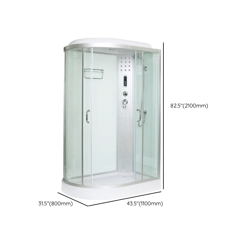 Framed Neo-Round Shower Kit Double Sliding Shower Stall with White Base Clearhalo 'Bathroom Remodel & Bathroom Fixtures' 'Home Improvement' 'home_improvement' 'home_improvement_shower_stalls_enclosures' 'Shower Stalls & Enclosures' 'shower_stalls_enclosures' 'Showers & Bathtubs' 7254624