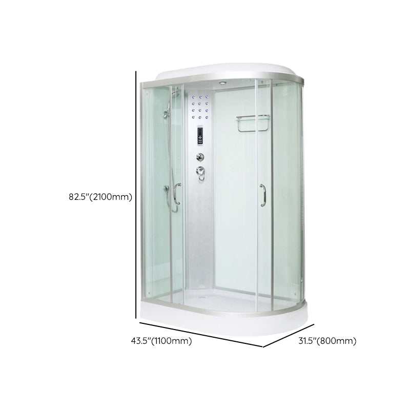 Framed Neo-Round Shower Kit Double Sliding Shower Stall with White Base Clearhalo 'Bathroom Remodel & Bathroom Fixtures' 'Home Improvement' 'home_improvement' 'home_improvement_shower_stalls_enclosures' 'Shower Stalls & Enclosures' 'shower_stalls_enclosures' 'Showers & Bathtubs' 7254625