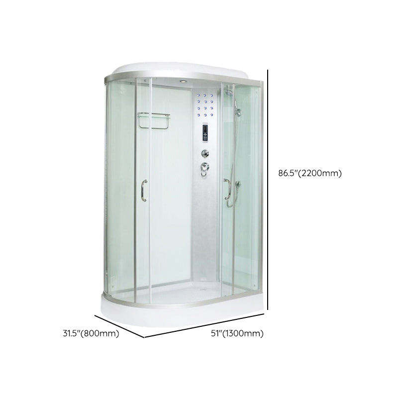 Framed Neo-Round Shower Kit Double Sliding Shower Stall with White Base Clearhalo 'Bathroom Remodel & Bathroom Fixtures' 'Home Improvement' 'home_improvement' 'home_improvement_shower_stalls_enclosures' 'Shower Stalls & Enclosures' 'shower_stalls_enclosures' 'Showers & Bathtubs' 7254628