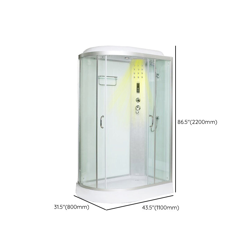Framed Neo-Round Shower Kit Double Sliding Shower Stall with White Base Clearhalo 'Bathroom Remodel & Bathroom Fixtures' 'Home Improvement' 'home_improvement' 'home_improvement_shower_stalls_enclosures' 'Shower Stalls & Enclosures' 'shower_stalls_enclosures' 'Showers & Bathtubs' 7254630