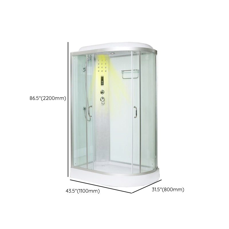 Framed Neo-Round Shower Kit Double Sliding Shower Stall with White Base Clearhalo 'Bathroom Remodel & Bathroom Fixtures' 'Home Improvement' 'home_improvement' 'home_improvement_shower_stalls_enclosures' 'Shower Stalls & Enclosures' 'shower_stalls_enclosures' 'Showers & Bathtubs' 7254631