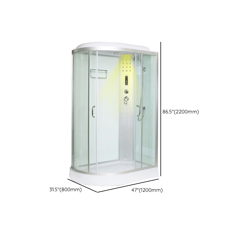 Framed Neo-Round Shower Kit Double Sliding Shower Stall with White Base Clearhalo 'Bathroom Remodel & Bathroom Fixtures' 'Home Improvement' 'home_improvement' 'home_improvement_shower_stalls_enclosures' 'Shower Stalls & Enclosures' 'shower_stalls_enclosures' 'Showers & Bathtubs' 7254632