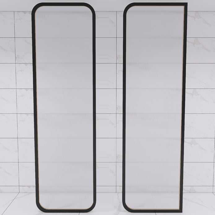 Black and Gold Fixed Glass Panel Framed Single Fixed Bath Fixed Panel Clearhalo 'Bathroom Remodel & Bathroom Fixtures' 'Home Improvement' 'home_improvement' 'home_improvement_shower_tub_doors' 'Shower and Tub Doors' 'shower_tub_doors' 'Showers & Bathtubs' 7254679