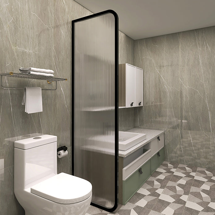 Black and Gold Fixed Glass Panel Framed Single Fixed Bath Fixed Panel Clearhalo 'Bathroom Remodel & Bathroom Fixtures' 'Home Improvement' 'home_improvement' 'home_improvement_shower_tub_doors' 'Shower and Tub Doors' 'shower_tub_doors' 'Showers & Bathtubs' 7254681