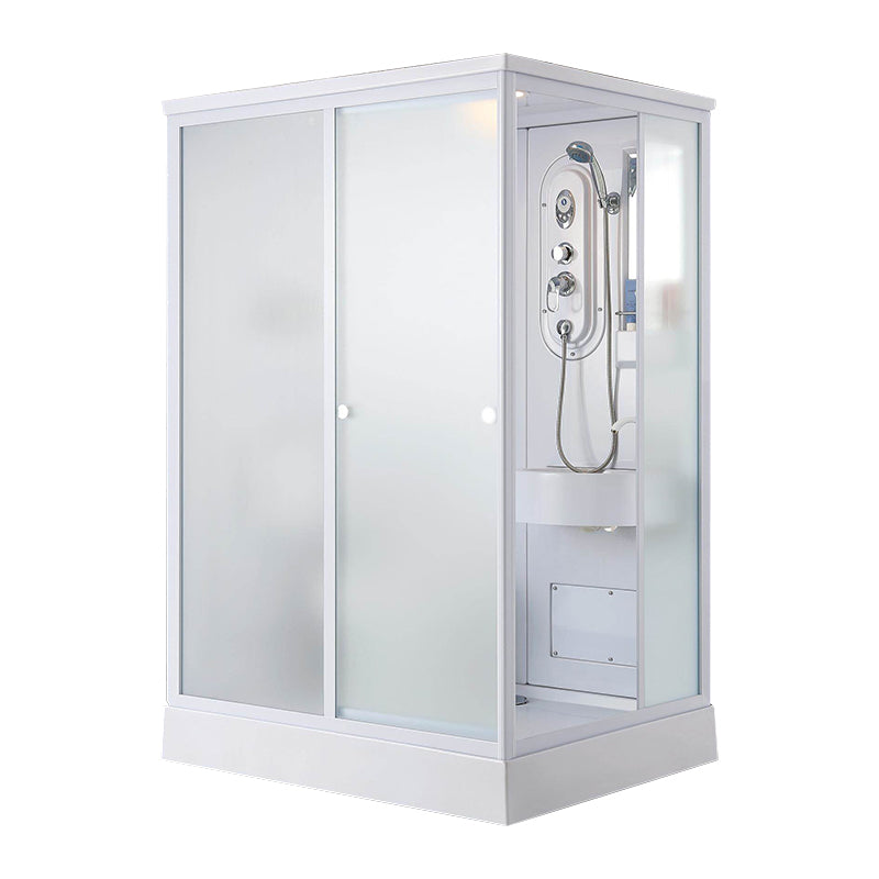 Framed Single Sliding Shower Kit Frosted Rectangle Shower Stall Toilet Only Sided Opening Clearhalo 'Bathroom Remodel & Bathroom Fixtures' 'Home Improvement' 'home_improvement' 'home_improvement_shower_stalls_enclosures' 'Shower Stalls & Enclosures' 'shower_stalls_enclosures' 'Showers & Bathtubs' 7255259