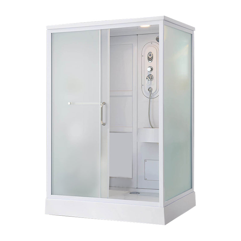 Framed Single Sliding Shower Kit Frosted Rectangle Shower Stall Toilet Not Included Front Opening Clearhalo 'Bathroom Remodel & Bathroom Fixtures' 'Home Improvement' 'home_improvement' 'home_improvement_shower_stalls_enclosures' 'Shower Stalls & Enclosures' 'shower_stalls_enclosures' 'Showers & Bathtubs' 7255261