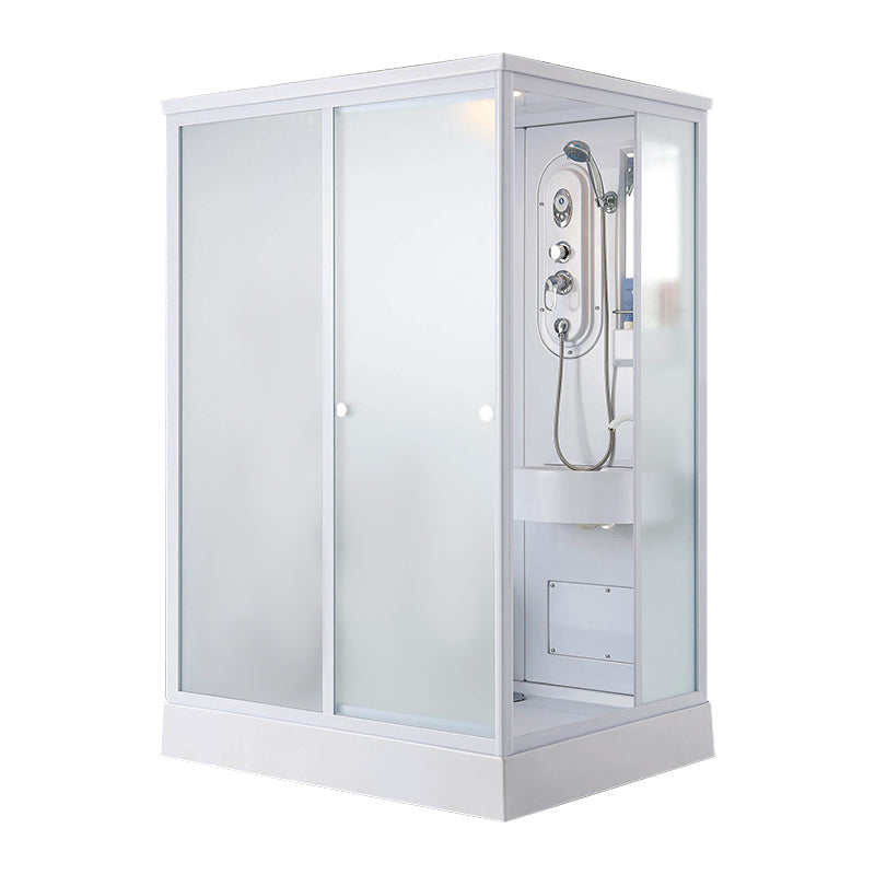 Framed Single Sliding Shower Kit Frosted Rectangle Shower Stall Toilet Not Included Sided Opening Clearhalo 'Bathroom Remodel & Bathroom Fixtures' 'Home Improvement' 'home_improvement' 'home_improvement_shower_stalls_enclosures' 'Shower Stalls & Enclosures' 'shower_stalls_enclosures' 'Showers & Bathtubs' 7255263