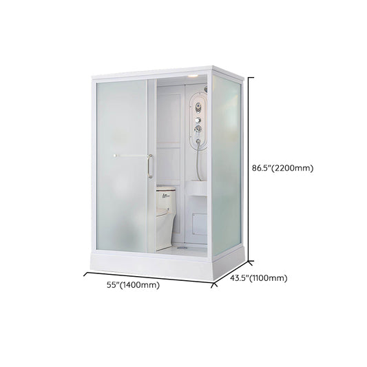 Framed Single Sliding Shower Kit Frosted Rectangle Shower Stall Clearhalo 'Bathroom Remodel & Bathroom Fixtures' 'Home Improvement' 'home_improvement' 'home_improvement_shower_stalls_enclosures' 'Shower Stalls & Enclosures' 'shower_stalls_enclosures' 'Showers & Bathtubs' 7255268