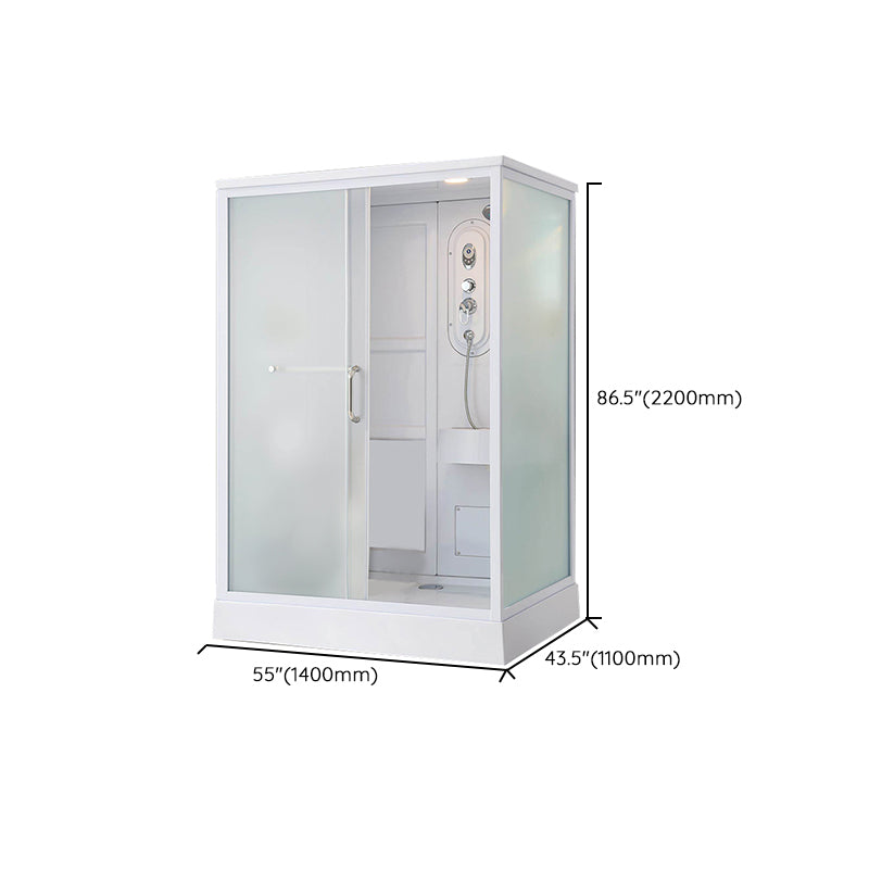 Framed Single Sliding Shower Kit Frosted Rectangle Shower Stall Clearhalo 'Bathroom Remodel & Bathroom Fixtures' 'Home Improvement' 'home_improvement' 'home_improvement_shower_stalls_enclosures' 'Shower Stalls & Enclosures' 'shower_stalls_enclosures' 'Showers & Bathtubs' 7255269