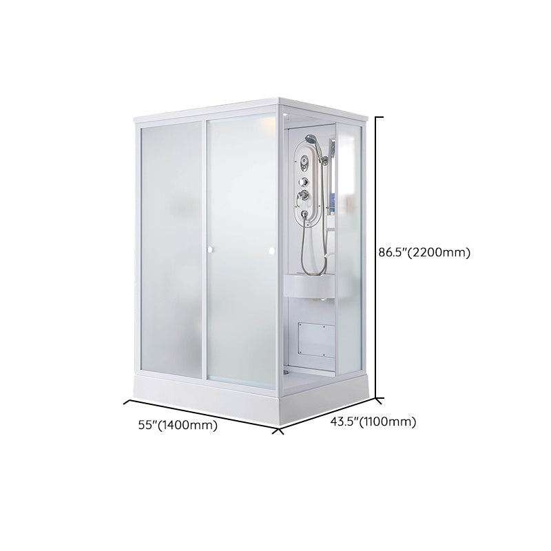 Framed Single Sliding Shower Kit Frosted Rectangle Shower Stall Clearhalo 'Bathroom Remodel & Bathroom Fixtures' 'Home Improvement' 'home_improvement' 'home_improvement_shower_stalls_enclosures' 'Shower Stalls & Enclosures' 'shower_stalls_enclosures' 'Showers & Bathtubs' 7255270