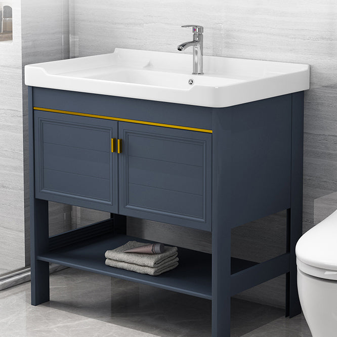 Metal Glam Bathroom Vanity Set Freestanding Single-Sink Bath Vanity Clearhalo 'Bathroom Remodel & Bathroom Fixtures' 'Bathroom Vanities' 'bathroom_vanities' 'Home Improvement' 'home_improvement' 'home_improvement_bathroom_vanities' 7256179