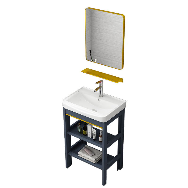 Metal Glam Bathroom Vanity Set Freestanding Single-Sink Bath Vanity Vanity & Faucet & Mirrors 20"L x 14"W x 33"H Door Not Included Clearhalo 'Bathroom Remodel & Bathroom Fixtures' 'Bathroom Vanities' 'bathroom_vanities' 'Home Improvement' 'home_improvement' 'home_improvement_bathroom_vanities' 7256180