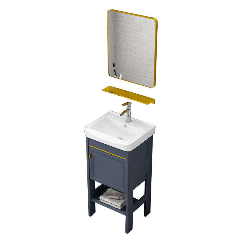 Metal Glam Bathroom Vanity Set Freestanding Single-Sink Bath Vanity Vanity & Faucet & Mirrors 17"L x 14"W x 33"H 1 Clearhalo 'Bathroom Remodel & Bathroom Fixtures' 'Bathroom Vanities' 'bathroom_vanities' 'Home Improvement' 'home_improvement' 'home_improvement_bathroom_vanities' 7256184