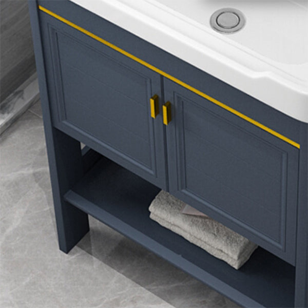 Metal Glam Bathroom Vanity Set Freestanding Single-Sink Bath Vanity Clearhalo 'Bathroom Remodel & Bathroom Fixtures' 'Bathroom Vanities' 'bathroom_vanities' 'Home Improvement' 'home_improvement' 'home_improvement_bathroom_vanities' 7256189