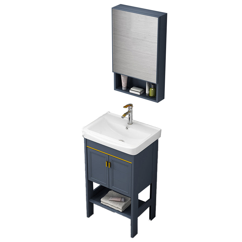 Metal Glam Bathroom Vanity Set Freestanding Single-Sink Bath Vanity Vanity & Faucet & Mirror Cabinet 20"L x 14"W x 33"H 2 Clearhalo 'Bathroom Remodel & Bathroom Fixtures' 'Bathroom Vanities' 'bathroom_vanities' 'Home Improvement' 'home_improvement' 'home_improvement_bathroom_vanities' 7256197