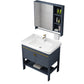 Metal Glam Bathroom Vanity Set Freestanding Single-Sink Bath Vanity Vanity & Faucet & Mirror Cabinet 32"L x 19"W x 33"H 2 Clearhalo 'Bathroom Remodel & Bathroom Fixtures' 'Bathroom Vanities' 'bathroom_vanities' 'Home Improvement' 'home_improvement' 'home_improvement_bathroom_vanities' 7256201