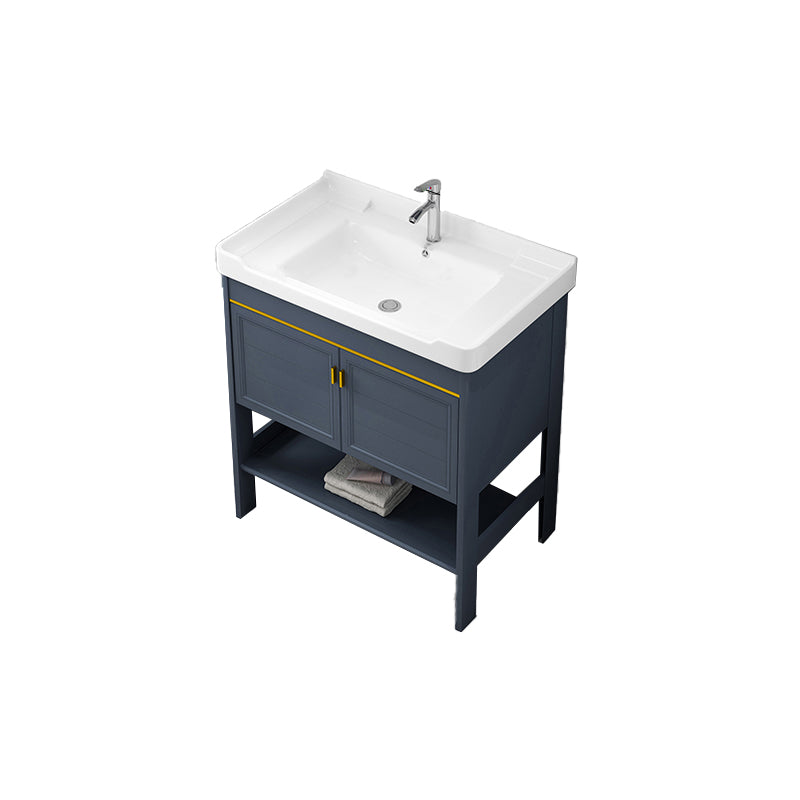 Metal Glam Bathroom Vanity Set Freestanding Single-Sink Bath Vanity Vanity & Faucet 28"L x 19"W x 31"H 2 Clearhalo 'Bathroom Remodel & Bathroom Fixtures' 'Bathroom Vanities' 'bathroom_vanities' 'Home Improvement' 'home_improvement' 'home_improvement_bathroom_vanities' 7256209