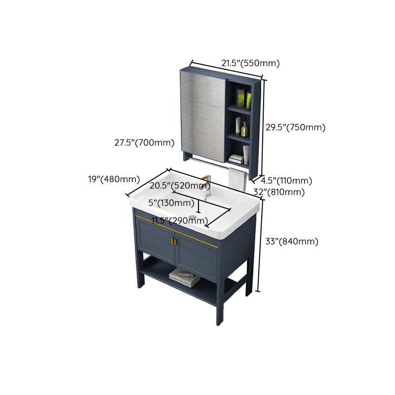 Metal Glam Bathroom Vanity Set Freestanding Single-Sink Bath Vanity Clearhalo 'Bathroom Remodel & Bathroom Fixtures' 'Bathroom Vanities' 'bathroom_vanities' 'Home Improvement' 'home_improvement' 'home_improvement_bathroom_vanities' 7256230