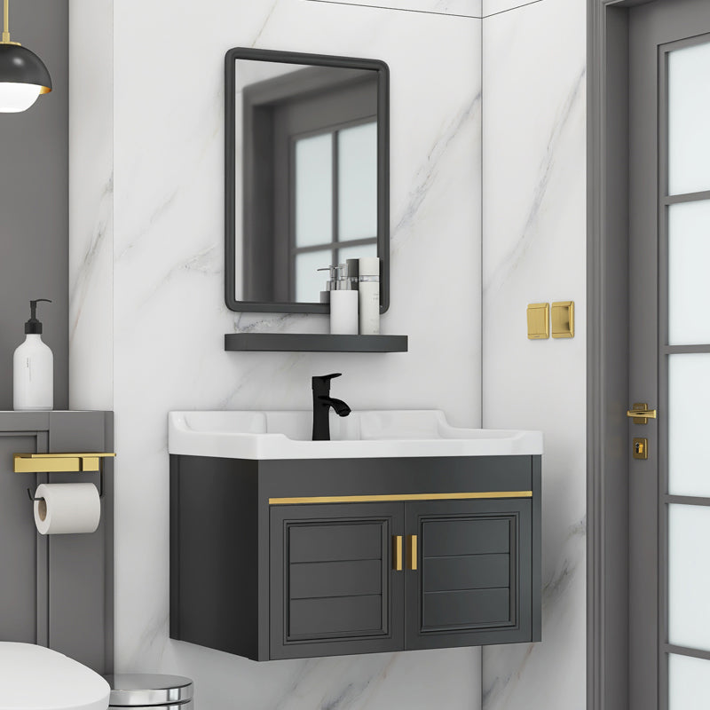Modern Bathroom Vanity Cabinet Single Sink Space Saver Vanity Clearhalo 'Bathroom Remodel & Bathroom Fixtures' 'Bathroom Vanities' 'bathroom_vanities' 'Home Improvement' 'home_improvement' 'home_improvement_bathroom_vanities' 7256237