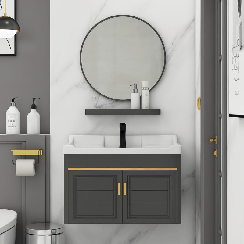 Modern Bathroom Vanity Cabinet Single Sink Space Saver Vanity Clearhalo 'Bathroom Remodel & Bathroom Fixtures' 'Bathroom Vanities' 'bathroom_vanities' 'Home Improvement' 'home_improvement' 'home_improvement_bathroom_vanities' 7256239