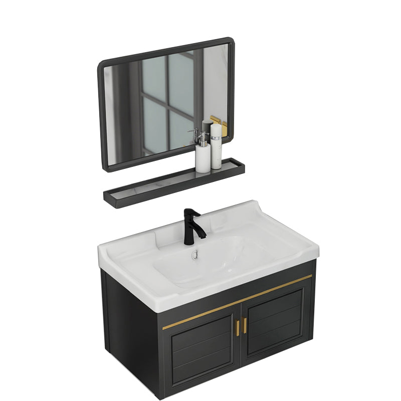 Modern Bathroom Vanity Cabinet Single Sink Space Saver Vanity Vanity & Faucet & Mirrors 2 Clearhalo 'Bathroom Remodel & Bathroom Fixtures' 'Bathroom Vanities' 'bathroom_vanities' 'Home Improvement' 'home_improvement' 'home_improvement_bathroom_vanities' 7256242