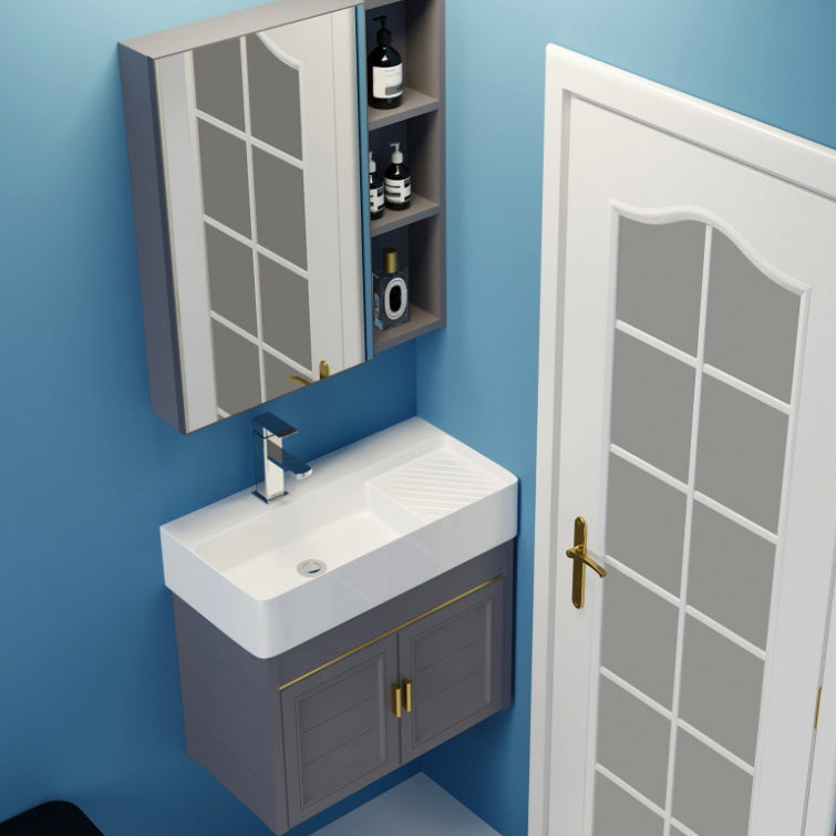 Modern Single Bath Vanity Wall Mount Ceramic Top Bathroom Vanity Clearhalo 'Bathroom Remodel & Bathroom Fixtures' 'Bathroom Vanities' 'bathroom_vanities' 'Home Improvement' 'home_improvement' 'home_improvement_bathroom_vanities' 7256290