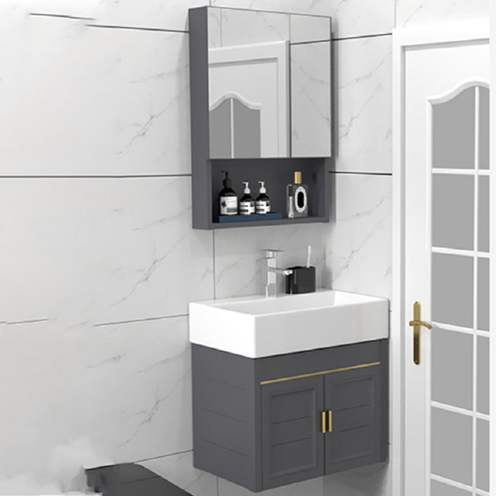 Modern Single Bath Vanity Wall Mount Ceramic Top Bathroom Vanity Clearhalo 'Bathroom Remodel & Bathroom Fixtures' 'Bathroom Vanities' 'bathroom_vanities' 'Home Improvement' 'home_improvement' 'home_improvement_bathroom_vanities' 7256292