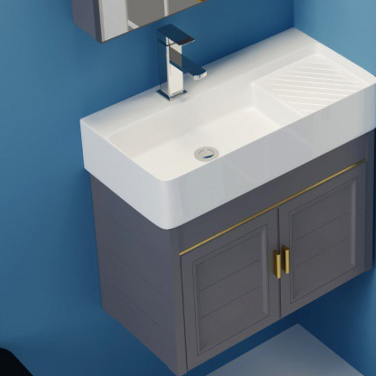 Modern Single Bath Vanity Wall Mount Ceramic Top Bathroom Vanity Clearhalo 'Bathroom Remodel & Bathroom Fixtures' 'Bathroom Vanities' 'bathroom_vanities' 'Home Improvement' 'home_improvement' 'home_improvement_bathroom_vanities' 7256300