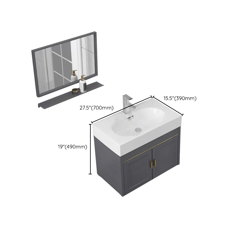 Modern Single Bath Vanity Wall Mount Ceramic Top Bathroom Vanity Clearhalo 'Bathroom Remodel & Bathroom Fixtures' 'Bathroom Vanities' 'bathroom_vanities' 'Home Improvement' 'home_improvement' 'home_improvement_bathroom_vanities' 7256331
