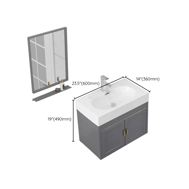 Modern Single Bath Vanity Wall Mount Ceramic Top Bathroom Vanity Clearhalo 'Bathroom Remodel & Bathroom Fixtures' 'Bathroom Vanities' 'bathroom_vanities' 'Home Improvement' 'home_improvement' 'home_improvement_bathroom_vanities' 7256334