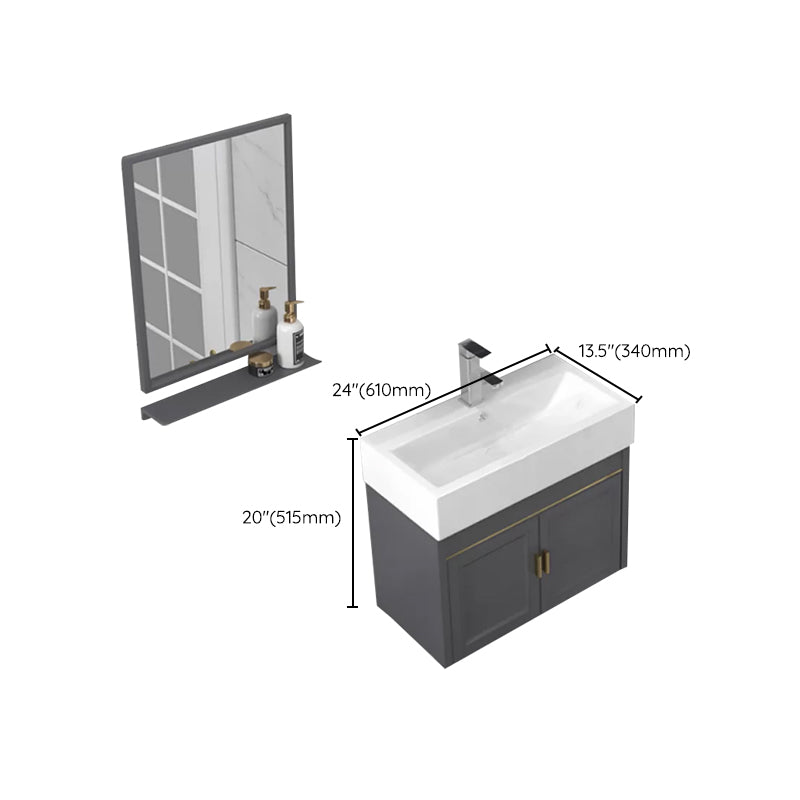 Modern Single Bath Vanity Wall Mount Ceramic Top Bathroom Vanity Clearhalo 'Bathroom Remodel & Bathroom Fixtures' 'Bathroom Vanities' 'bathroom_vanities' 'Home Improvement' 'home_improvement' 'home_improvement_bathroom_vanities' 7256335