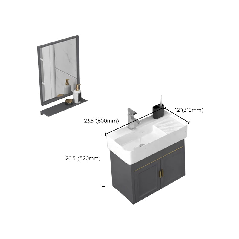 Modern Single Bath Vanity Wall Mount Ceramic Top Bathroom Vanity Clearhalo 'Bathroom Remodel & Bathroom Fixtures' 'Bathroom Vanities' 'bathroom_vanities' 'Home Improvement' 'home_improvement' 'home_improvement_bathroom_vanities' 7256336