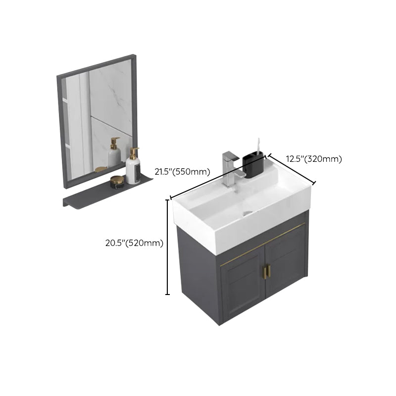 Modern Single Bath Vanity Wall Mount Ceramic Top Bathroom Vanity Clearhalo 'Bathroom Remodel & Bathroom Fixtures' 'Bathroom Vanities' 'bathroom_vanities' 'Home Improvement' 'home_improvement' 'home_improvement_bathroom_vanities' 7256338