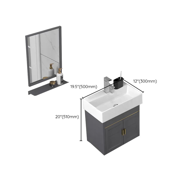 Modern Single Bath Vanity Wall Mount Ceramic Top Bathroom Vanity Clearhalo 'Bathroom Remodel & Bathroom Fixtures' 'Bathroom Vanities' 'bathroom_vanities' 'Home Improvement' 'home_improvement' 'home_improvement_bathroom_vanities' 7256340