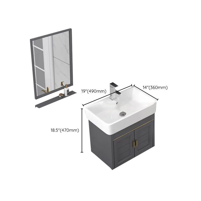 Modern Single Bath Vanity Wall Mount Ceramic Top Bathroom Vanity Clearhalo 'Bathroom Remodel & Bathroom Fixtures' 'Bathroom Vanities' 'bathroom_vanities' 'Home Improvement' 'home_improvement' 'home_improvement_bathroom_vanities' 7256341