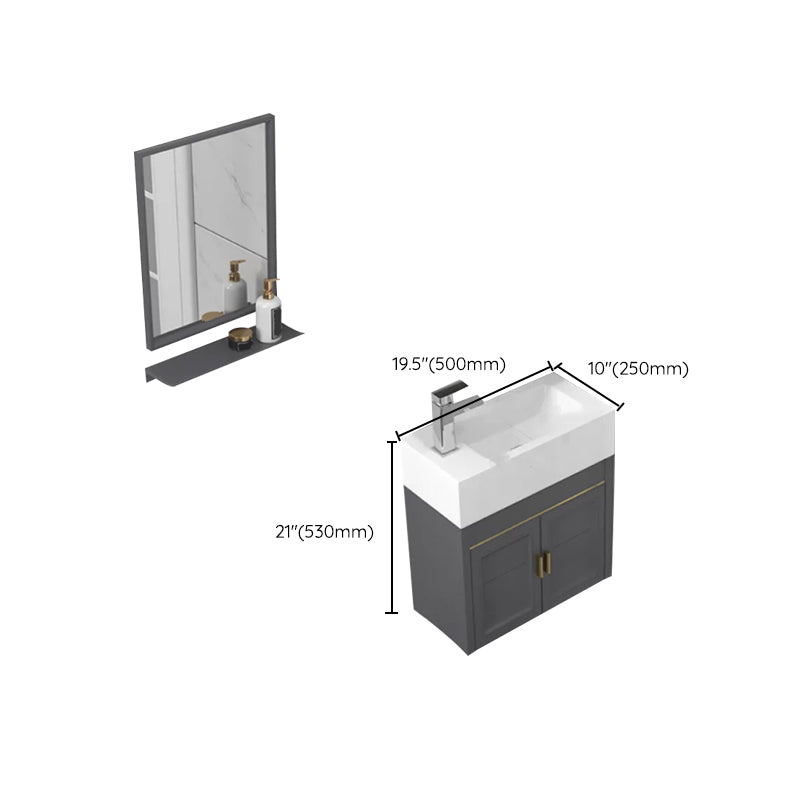 Modern Single Bath Vanity Wall Mount Ceramic Top Bathroom Vanity Clearhalo 'Bathroom Remodel & Bathroom Fixtures' 'Bathroom Vanities' 'bathroom_vanities' 'Home Improvement' 'home_improvement' 'home_improvement_bathroom_vanities' 7256344