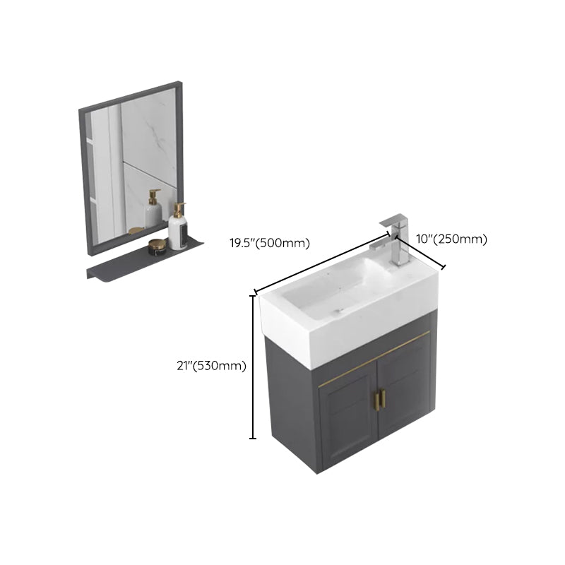 Modern Single Bath Vanity Wall Mount Ceramic Top Bathroom Vanity Clearhalo 'Bathroom Remodel & Bathroom Fixtures' 'Bathroom Vanities' 'bathroom_vanities' 'Home Improvement' 'home_improvement' 'home_improvement_bathroom_vanities' 7256345