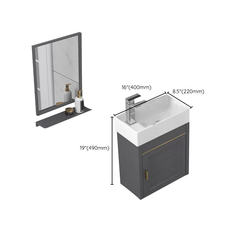 Modern Single Bath Vanity Wall Mount Ceramic Top Bathroom Vanity Clearhalo 'Bathroom Remodel & Bathroom Fixtures' 'Bathroom Vanities' 'bathroom_vanities' 'Home Improvement' 'home_improvement' 'home_improvement_bathroom_vanities' 7256346