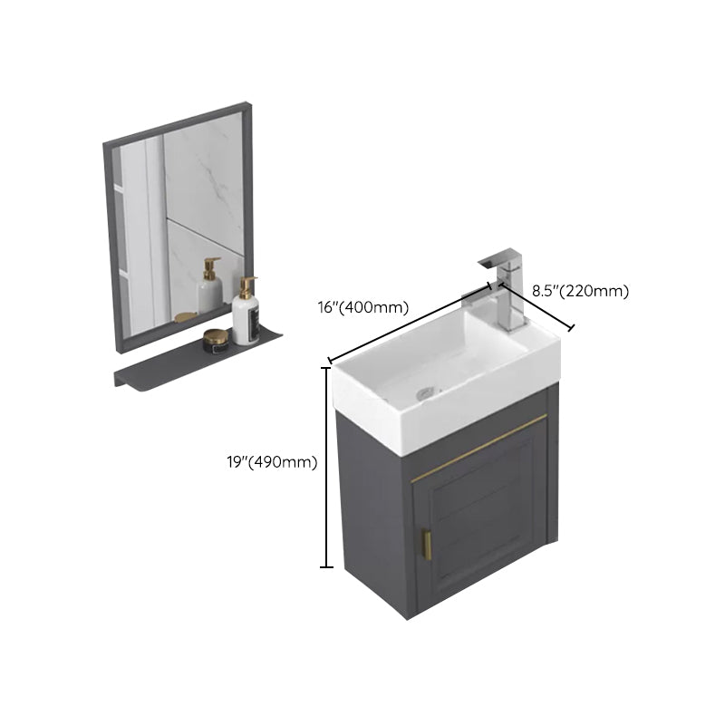 Modern Single Bath Vanity Wall Mount Ceramic Top Bathroom Vanity Clearhalo 'Bathroom Remodel & Bathroom Fixtures' 'Bathroom Vanities' 'bathroom_vanities' 'Home Improvement' 'home_improvement' 'home_improvement_bathroom_vanities' 7256347