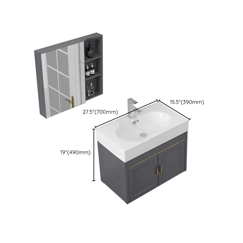Modern Single Bath Vanity Wall Mount Ceramic Top Bathroom Vanity Clearhalo 'Bathroom Remodel & Bathroom Fixtures' 'Bathroom Vanities' 'bathroom_vanities' 'Home Improvement' 'home_improvement' 'home_improvement_bathroom_vanities' 7256348