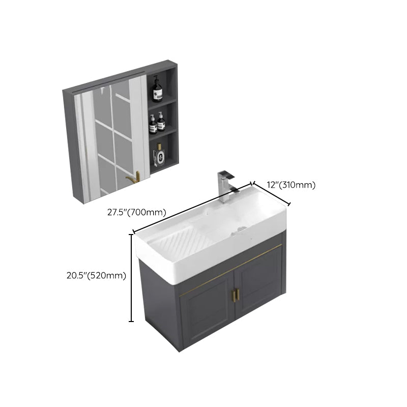 Modern Single Bath Vanity Wall Mount Ceramic Top Bathroom Vanity Clearhalo 'Bathroom Remodel & Bathroom Fixtures' 'Bathroom Vanities' 'bathroom_vanities' 'Home Improvement' 'home_improvement' 'home_improvement_bathroom_vanities' 7256349