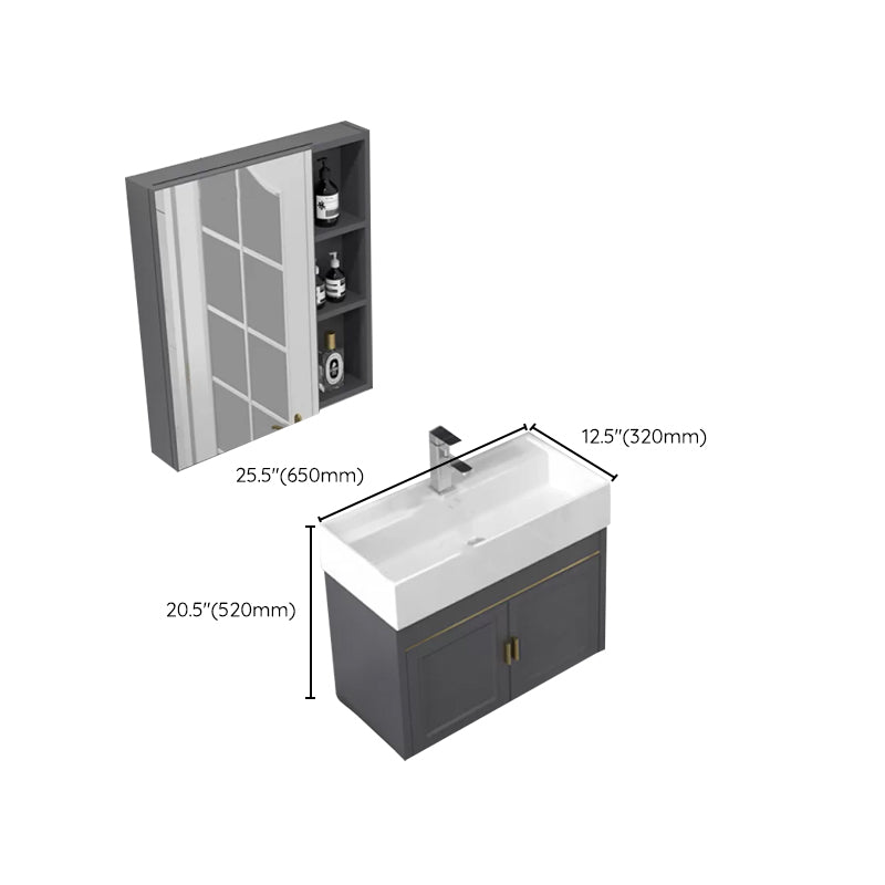 Modern Single Bath Vanity Wall Mount Ceramic Top Bathroom Vanity Clearhalo 'Bathroom Remodel & Bathroom Fixtures' 'Bathroom Vanities' 'bathroom_vanities' 'Home Improvement' 'home_improvement' 'home_improvement_bathroom_vanities' 7256350